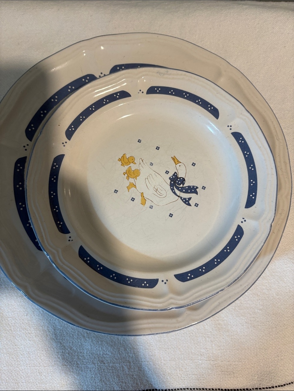 Vintage cottage geese Motif Ceramic  Plates- Home Dining